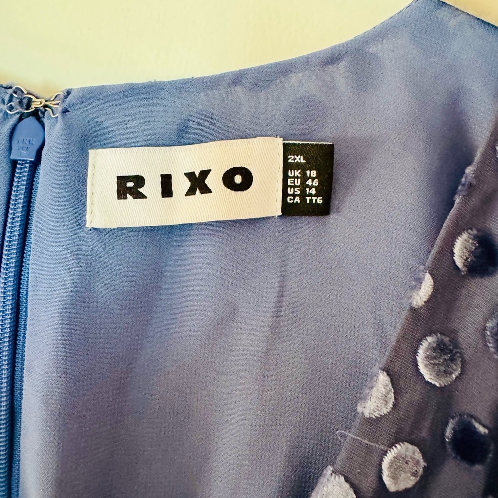 RIXO Elsie - Steel Blue Spot Dress - Picture 5 of 6